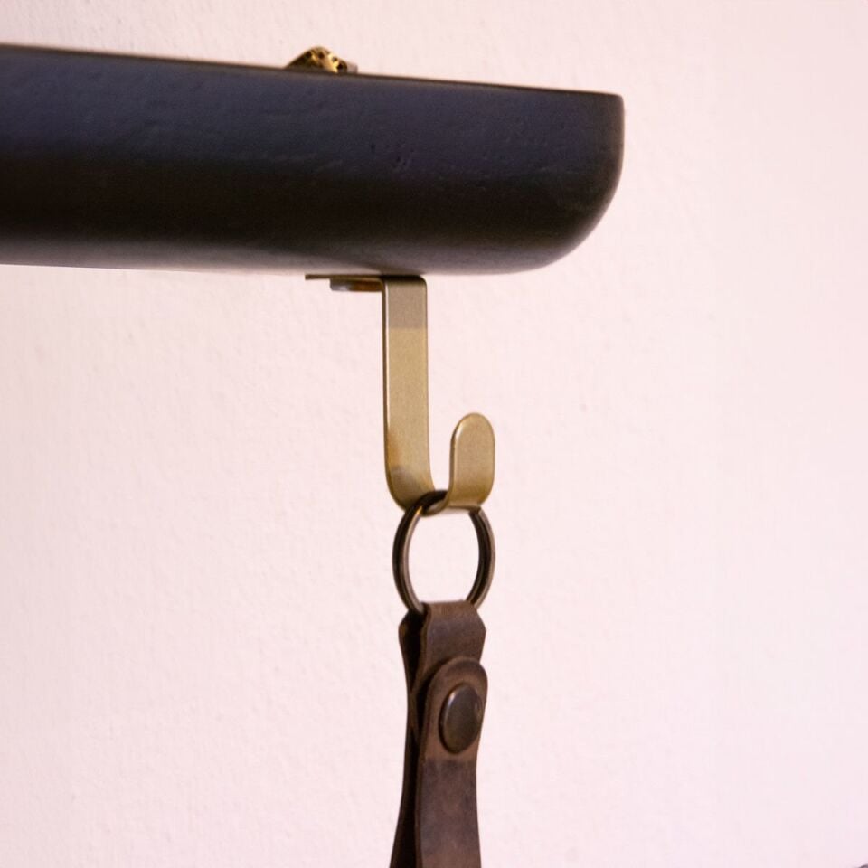 Aynalı Masif Meşe Uçan Raf Black - 60x15 CM