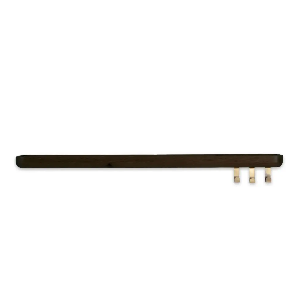 Aynalı Masif Meşe Uçan Raf Black - 90x15 CM