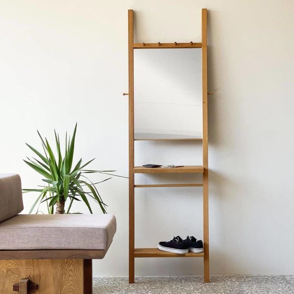 Wooden Framed Organizer Mirror