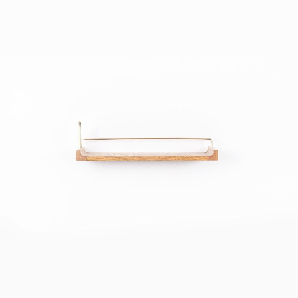 Gold Bariyerli Masif Meşe Uçan Raf Honey - 60x25 CM