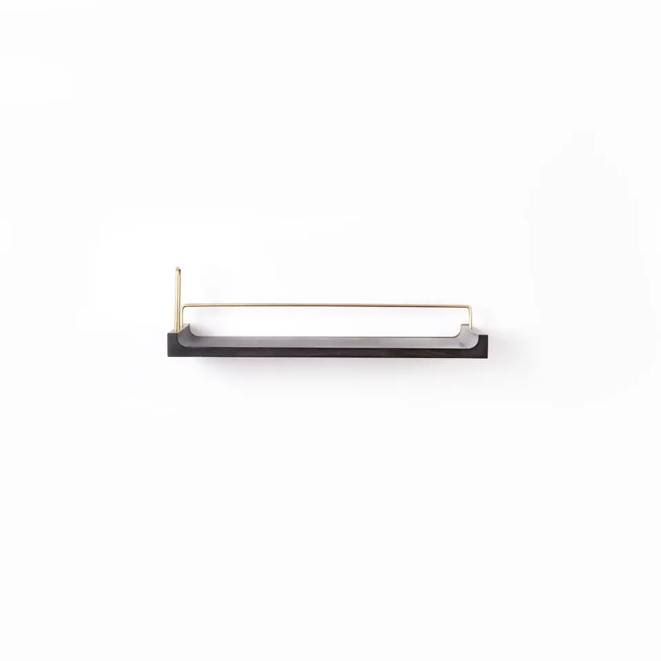 Gold Bariyerli Masif Meşe Uçan Raf Dark - 60x25 CM