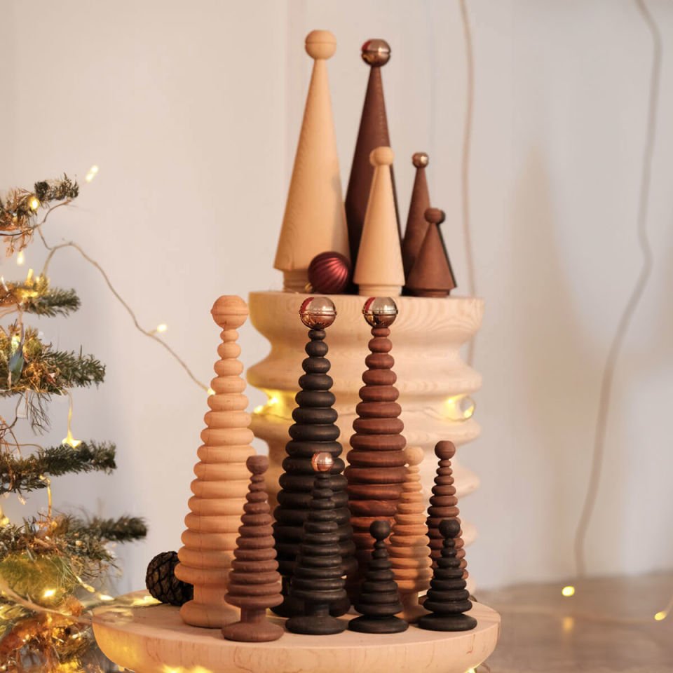 Bronz Başlıklı Masif Sedir Yılbaşı Ağacı Seti - 29 cm