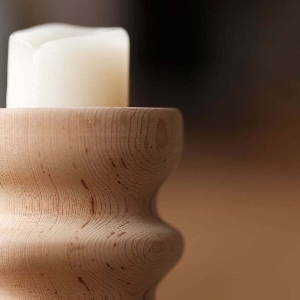 Masif Ahşap Mumluk - SOFRA Serisi Raw - 9x14 CM