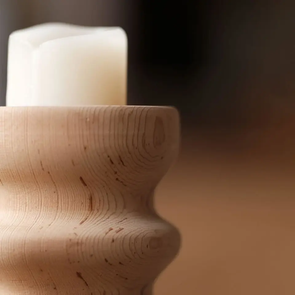 Masif Ahşap Mumluk - SOFRA Serisi Raw - 9X18