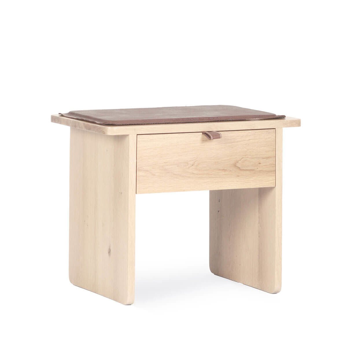 Oak Stool/Nightstand with Drawers – HOL JR. Series