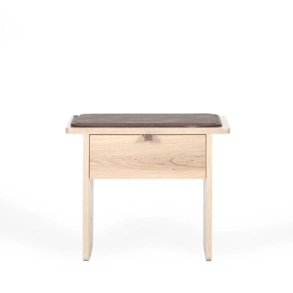 Oak Stool/Nightstand with Drawers – HOL JR. Series