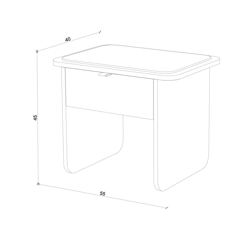 Oak Stool/Nightstand with Drawers – HOL JR. Series