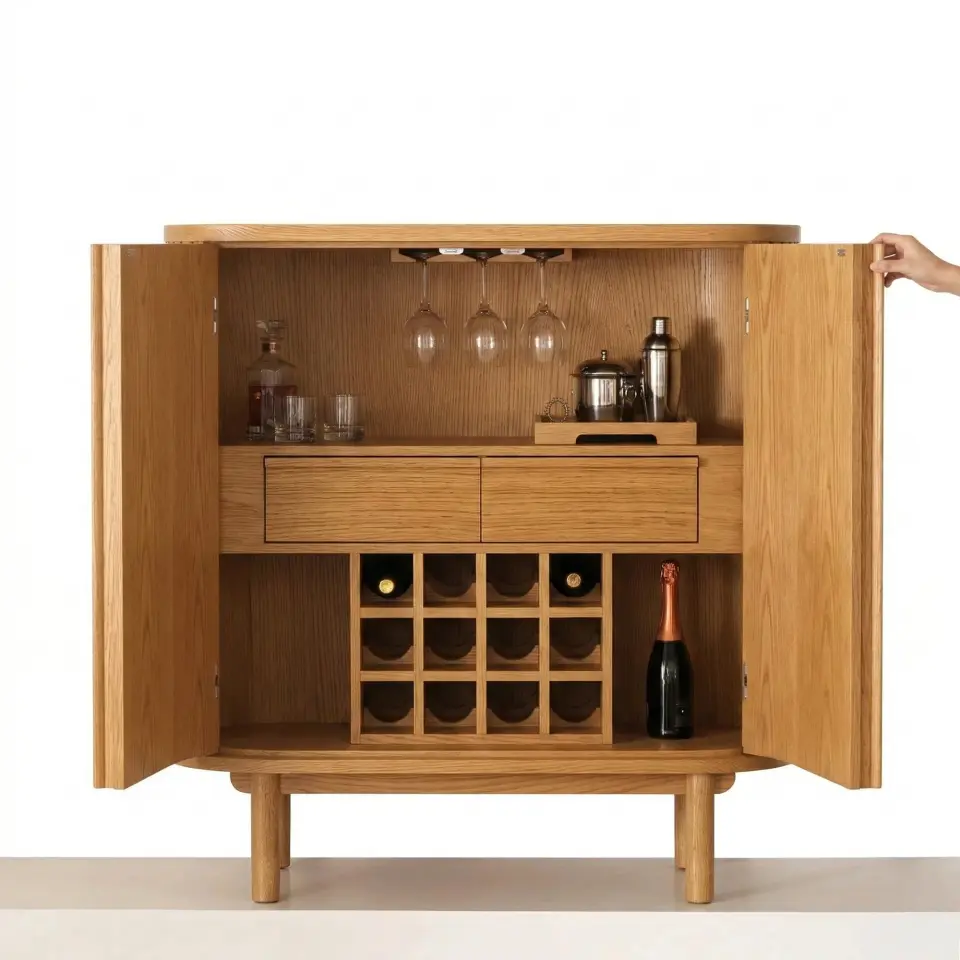 Ahşap İçki Dolabı – DOCIA MAHZEN Serisi Honey