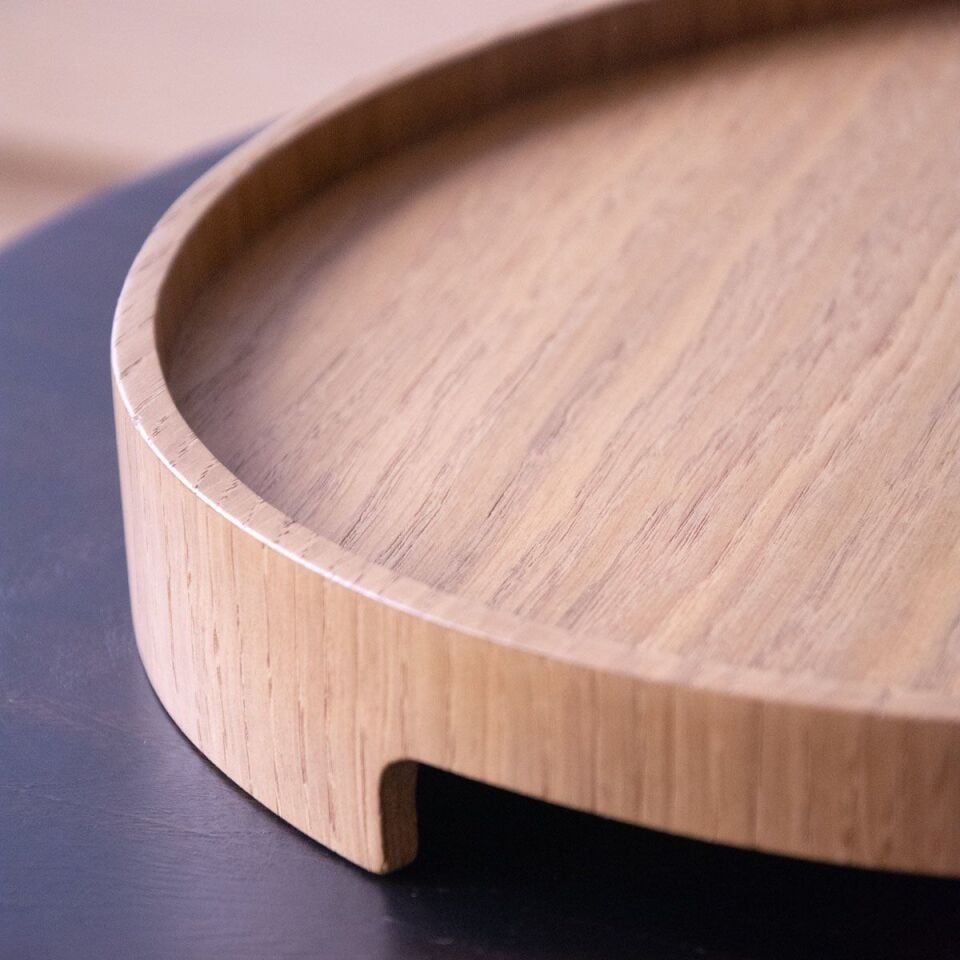 Masif Meşe Yuvarlak Sunum Tepsisi – EDGE Serisi Raw