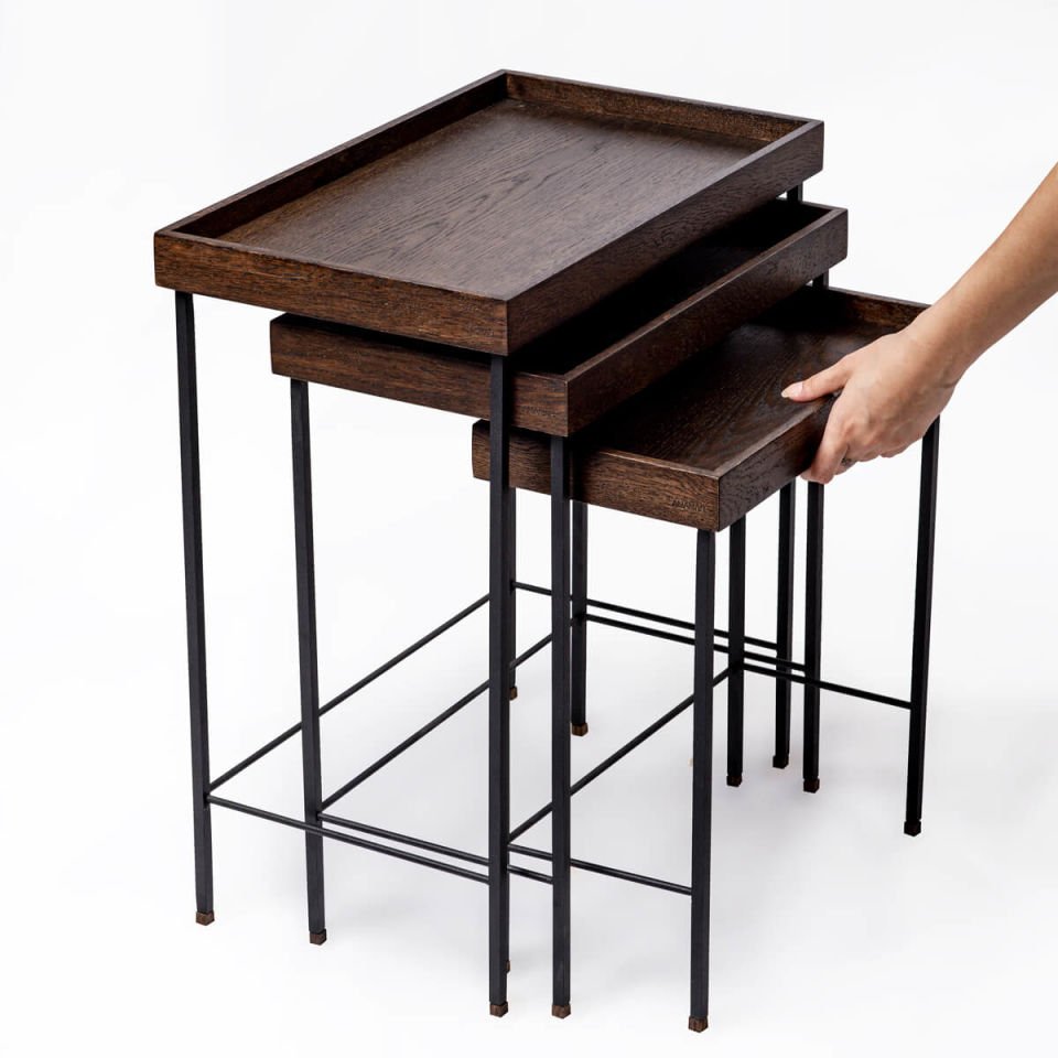 Solid Oak Nesting – EDGE Series, Black Legs