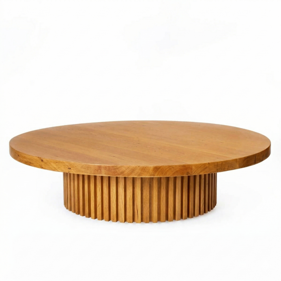 Masif Ahşap Yuvarlak Sehpa, Kısa - DOCIA Serisi Honey