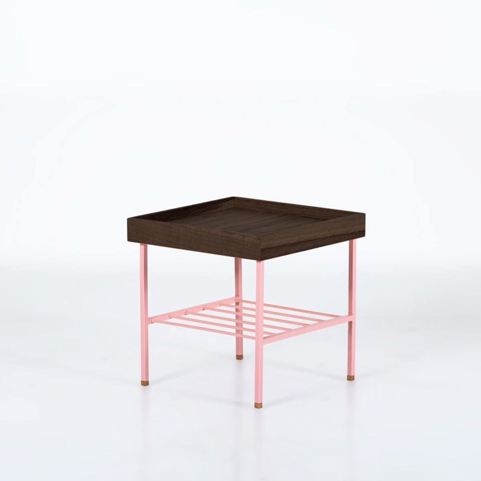 Masif Ahşap Kısa Yan Sehpa / Saksılık – EDGE Serisi