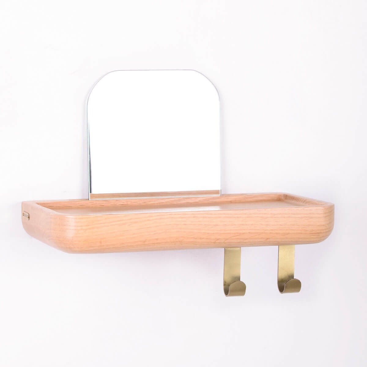 Mirrored Wooden Floating Shelf – Small, Oak