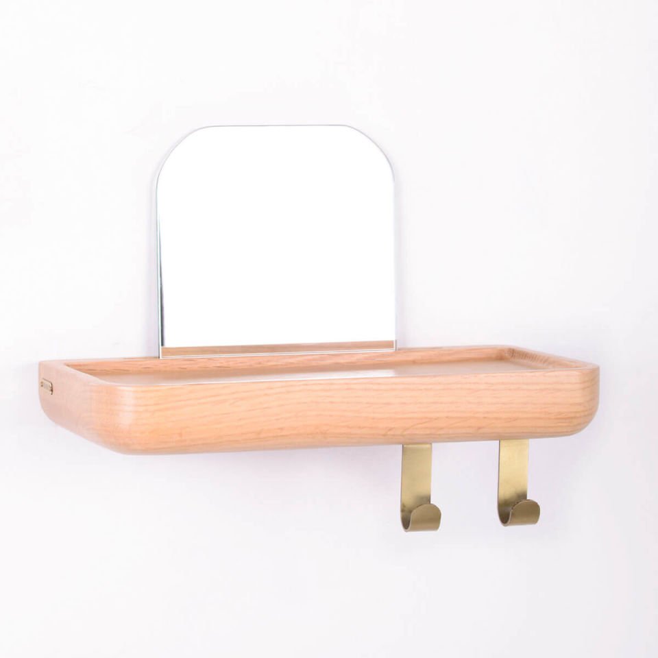 Mirrored Wooden Floating Shelf – Small, Oak