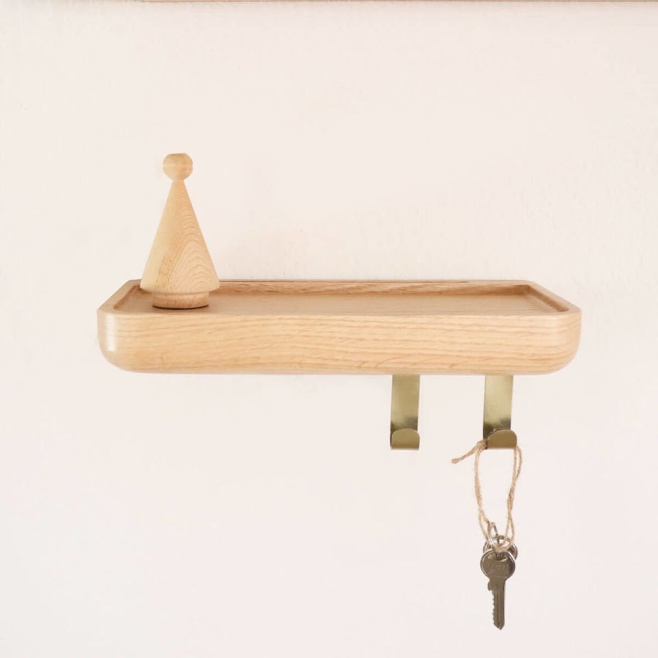 Mirrored Wooden Floating Shelf – Small, Oak