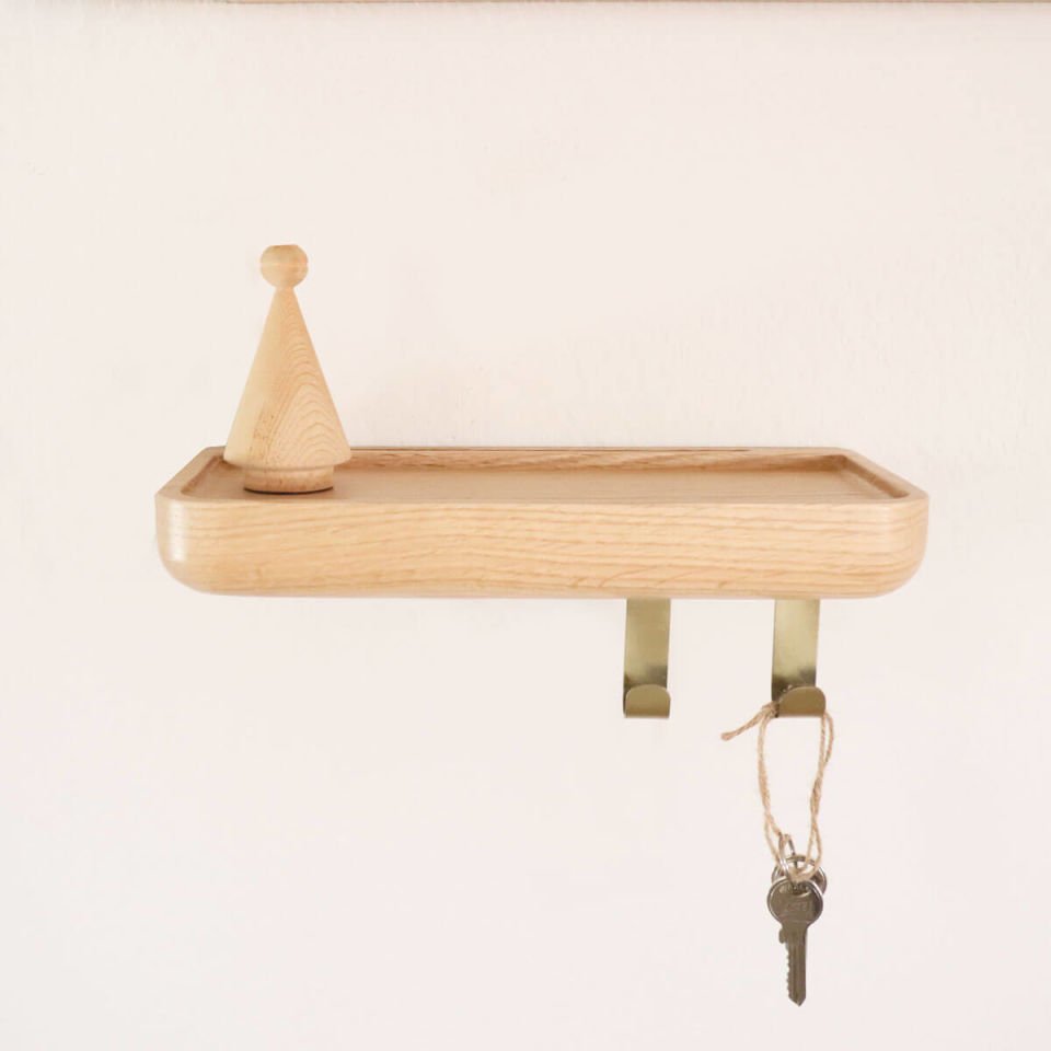 Mirrored Wooden Floating Shelf – Small, Oak