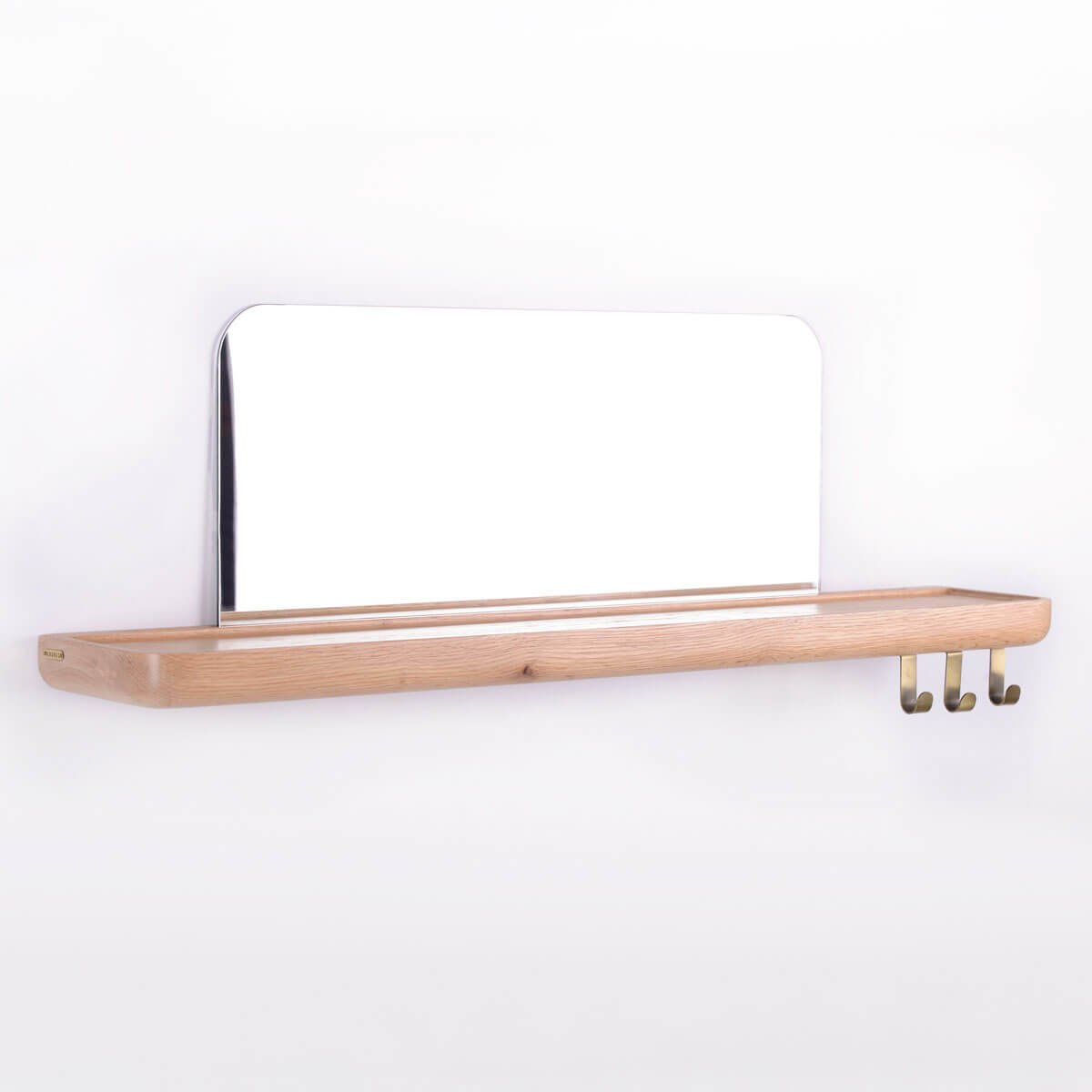 Mirrored Wooden Floating Shelf – Medium Size, Oak