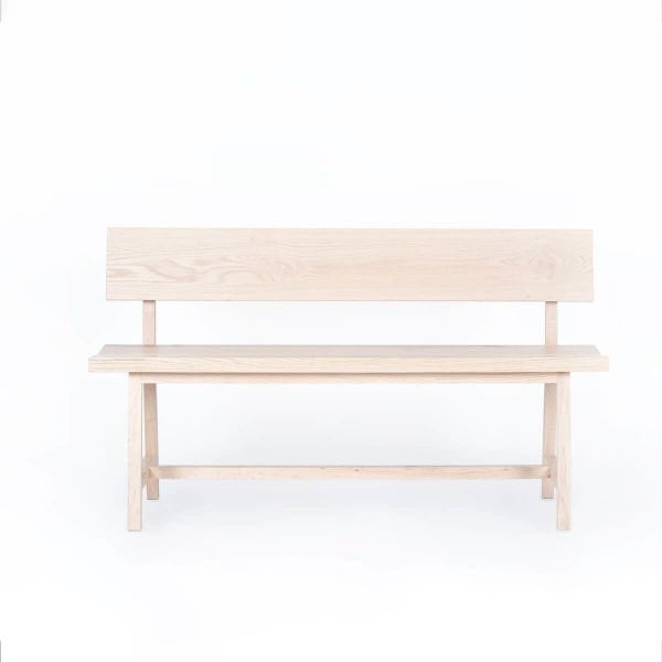 Solid Oak Bench with Backrest – PI Series