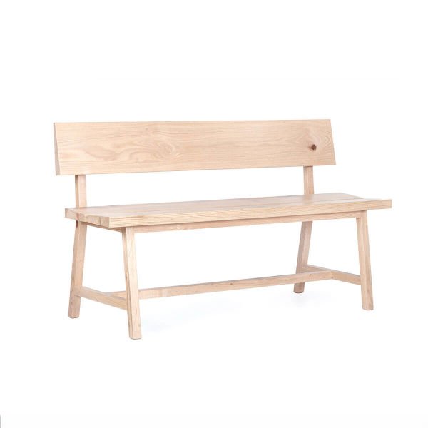 Solid Oak Bench with Backrest – PI Series