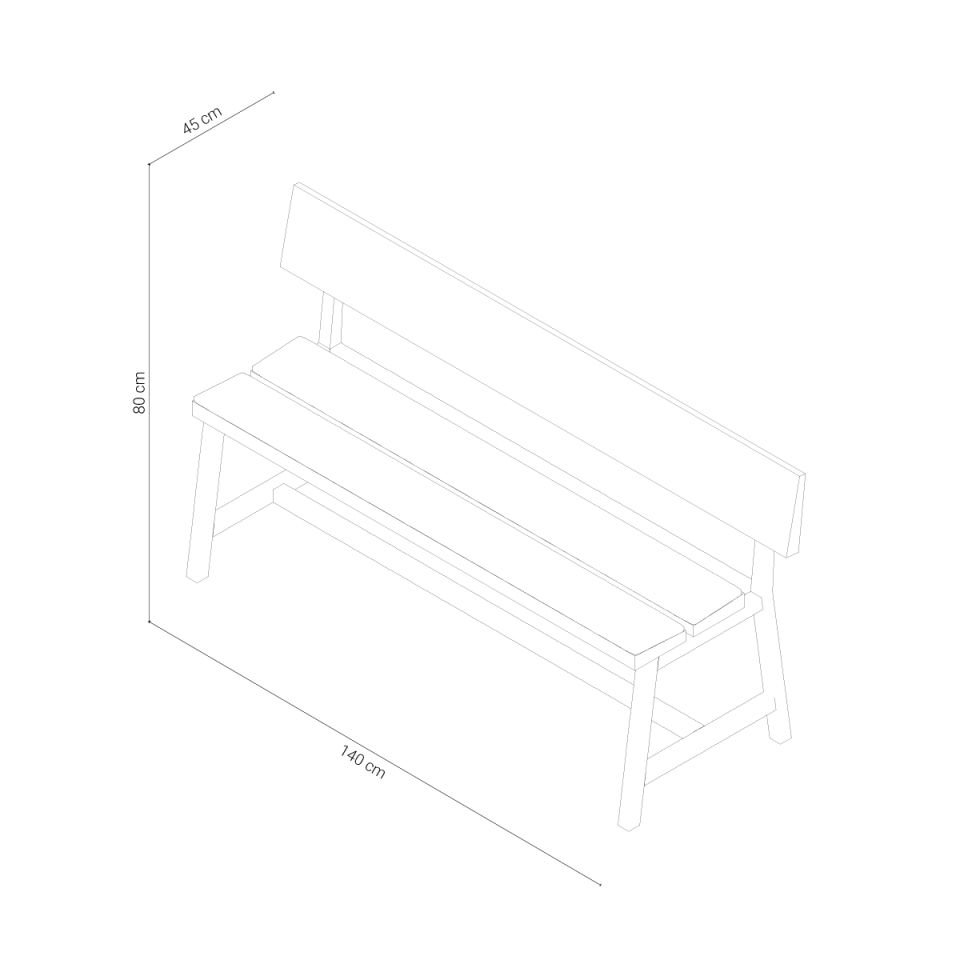 Ahşap Bank - PI Serisi, Sırtlıklı