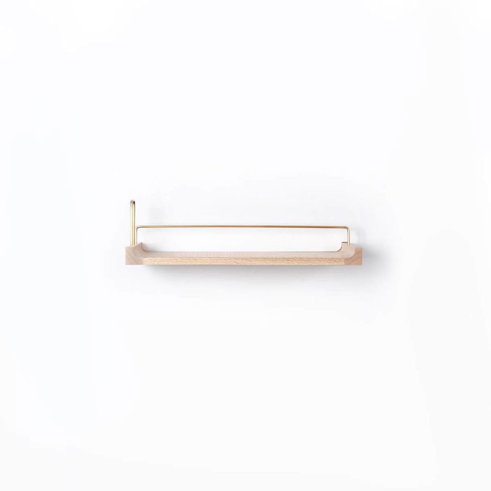 Wooden Floating Shelf – Medium Size, Oak, Gold Antique Detail