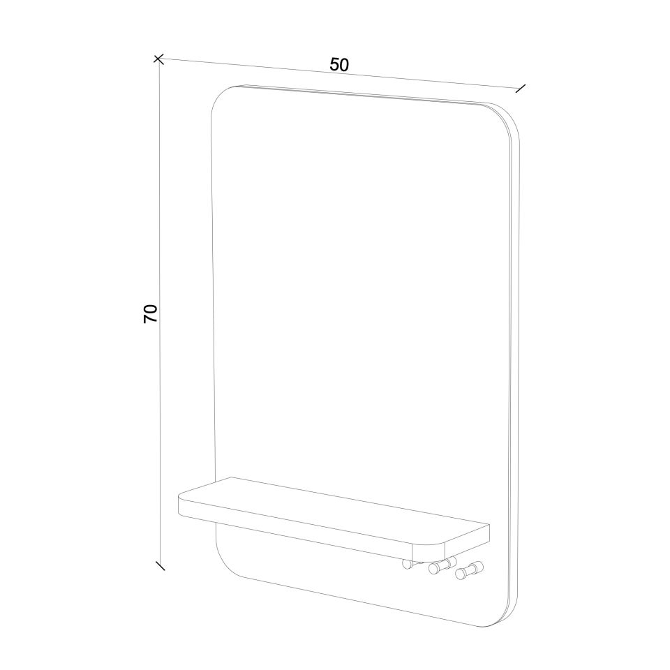 Ahşap Duvar Aynası – Dikdörtgen, Meşe