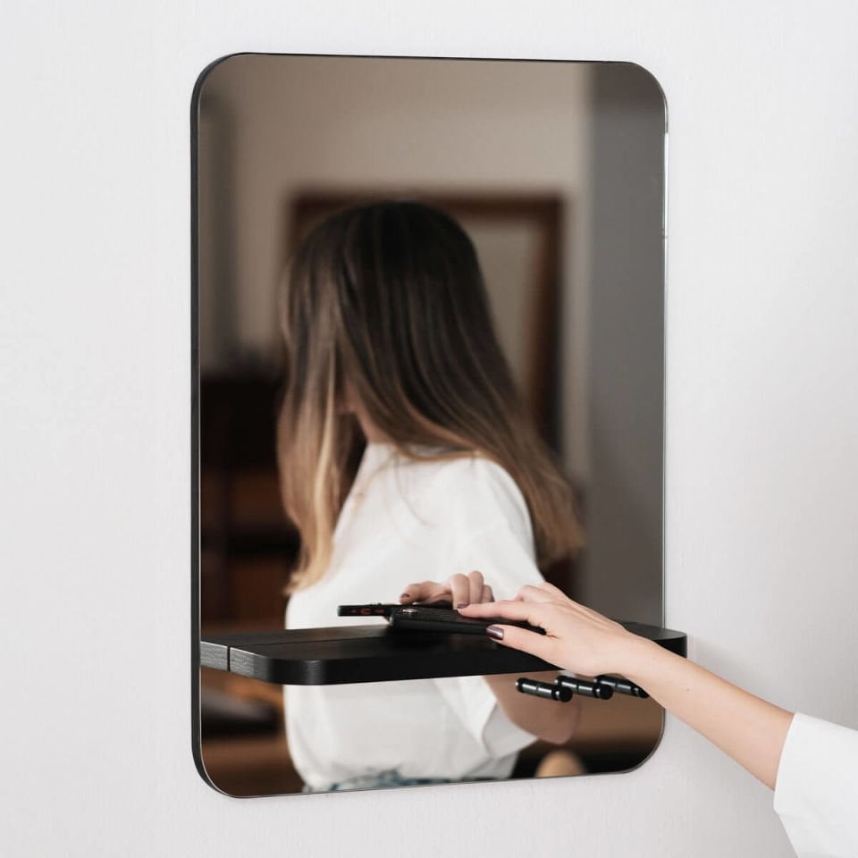 Mirror with Shelf – Rectangle, Oak