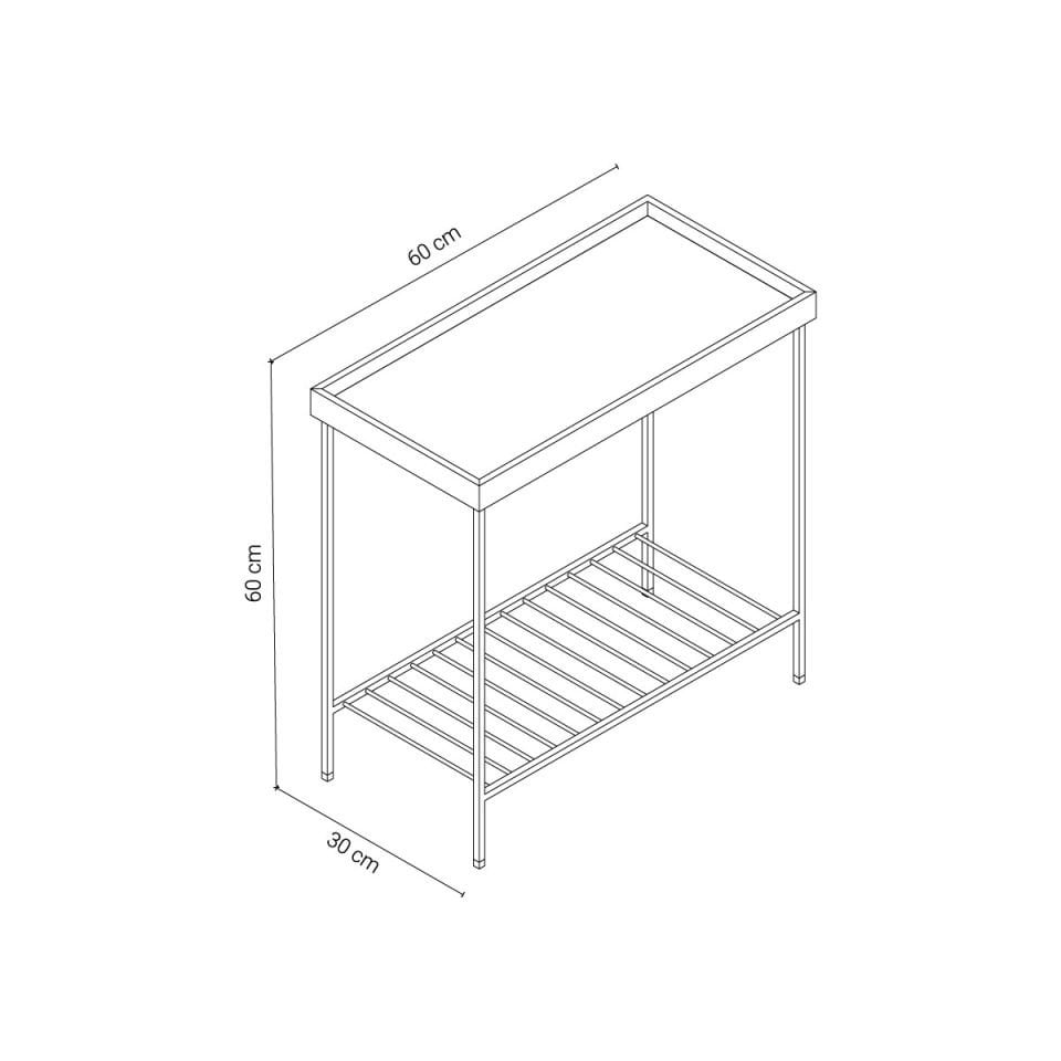Masif Ahşap Geniş Yan Sehpa / Saksılık – EDGE Serisi, Renkli Metal Ayaklı