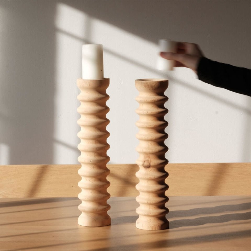 Ahşap Mumluk Seti - SOFRA Serisi, Büyük Boy