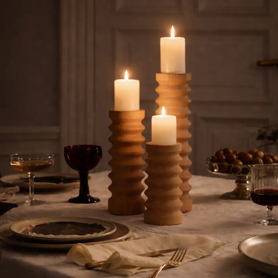 Wooden Candle Holder, Cedar – SOFRA Series