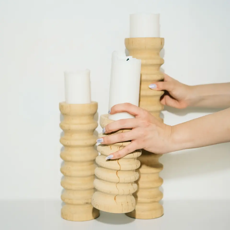 Ahşap Mumluk Seti - SOFRA Serisi