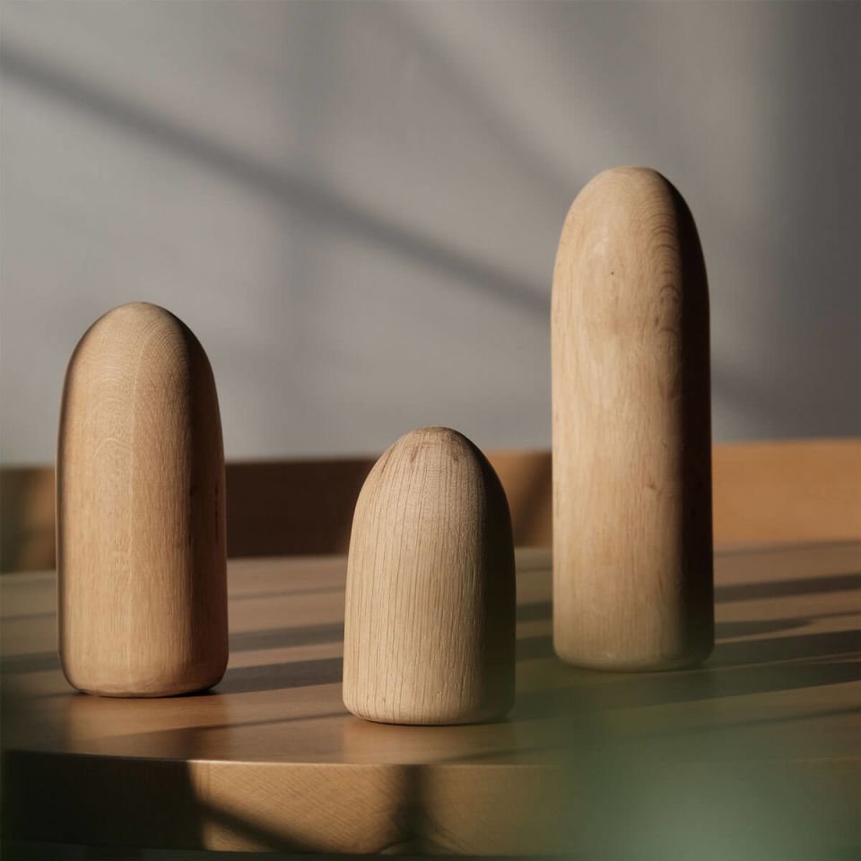Solid Wood Paperweight / Decorative Object Set - BULLET Series, Cedar