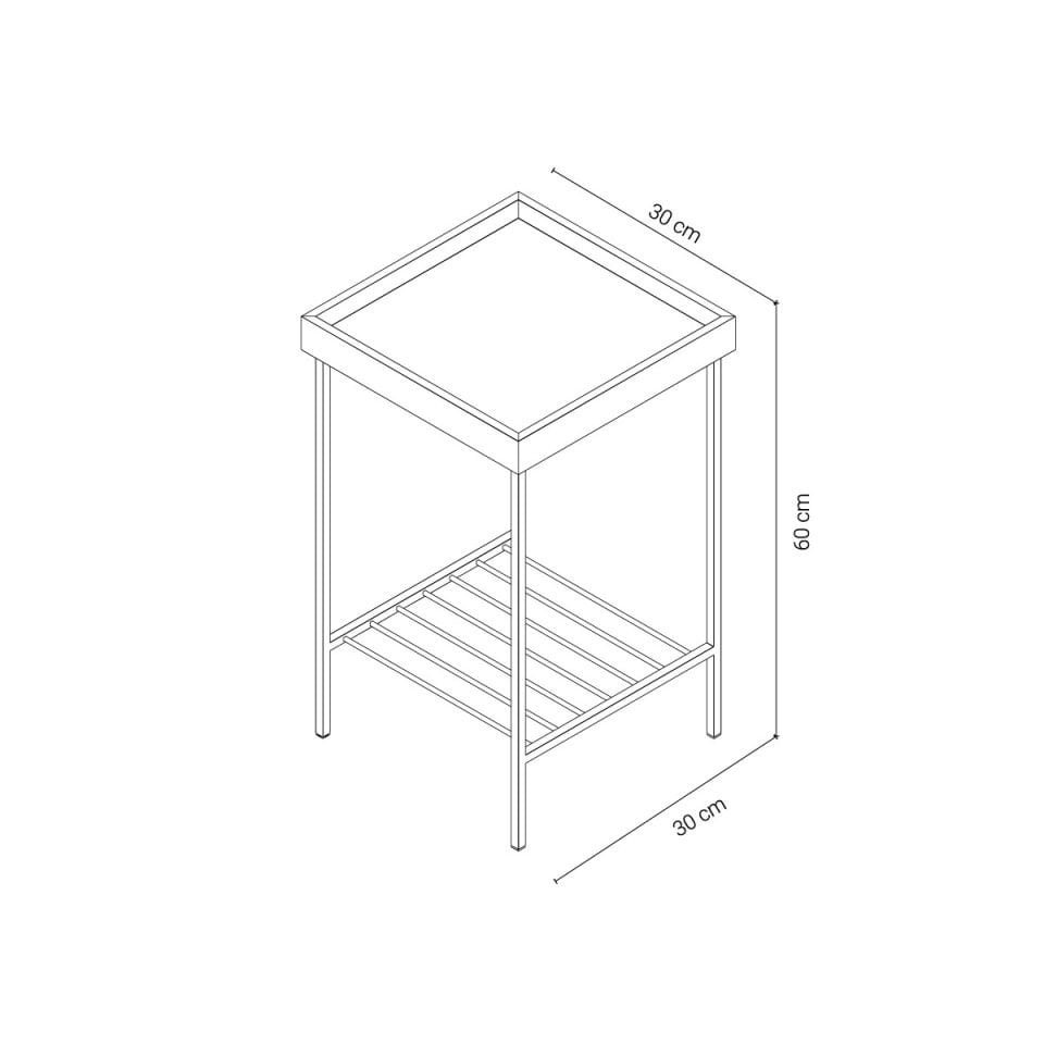 Solid Oak Medium Size Side Table / Flower Pot – EDGE Series, Coloured Metal Legs