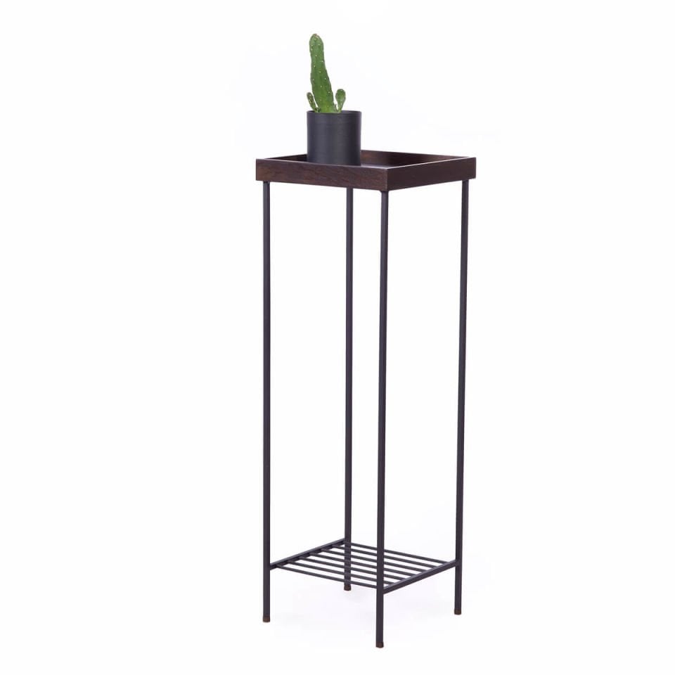 Solid Wood Long Side Table / Flower Pot – EDGE Series, Metal Legs