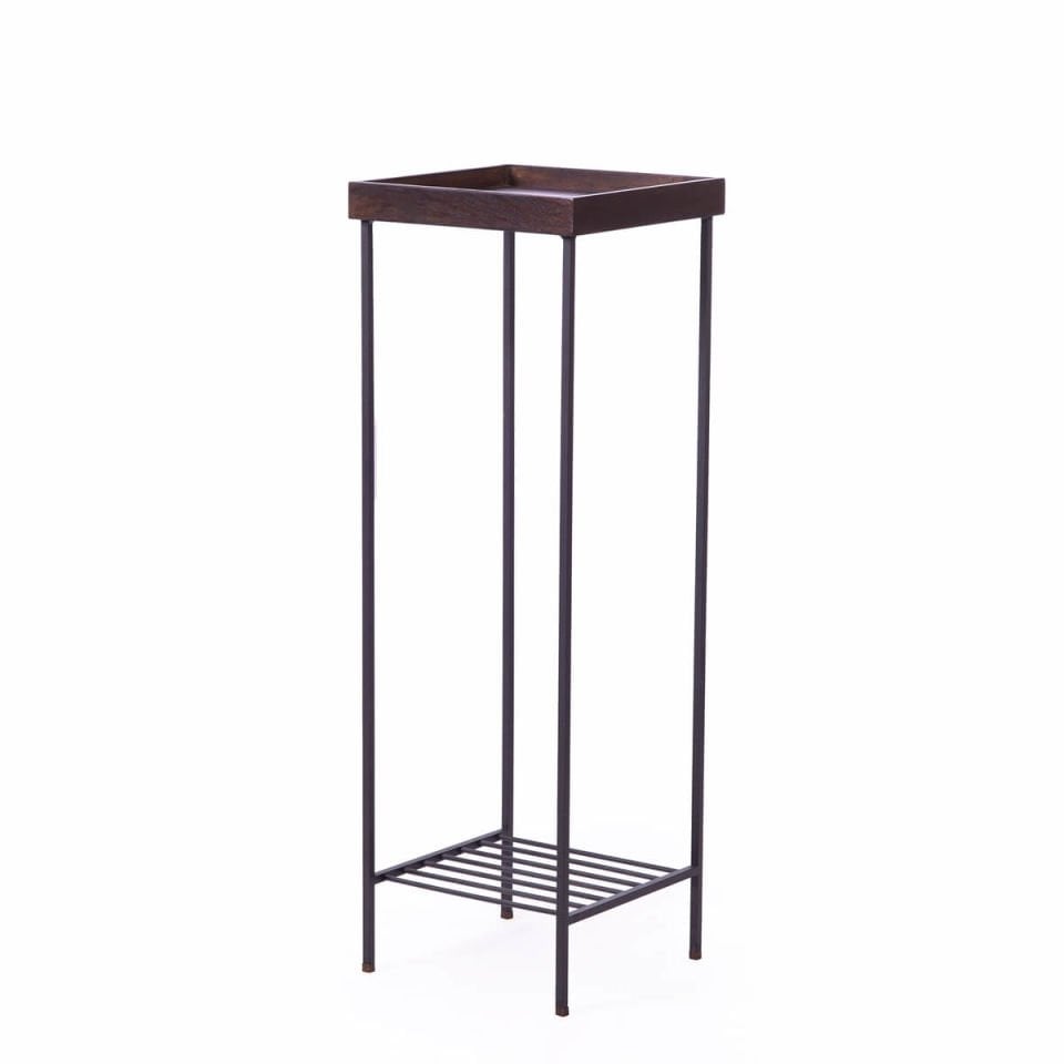 Solid Wood Long Side Table / Flower Pot – EDGE Series, Metal Legs