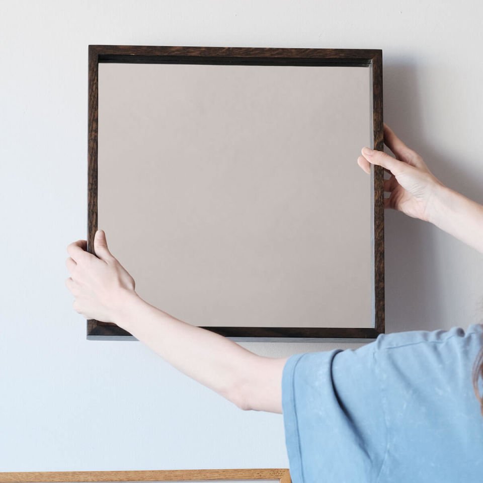 Wooden Framed Mirror, 40x40 Square – EDGE Series