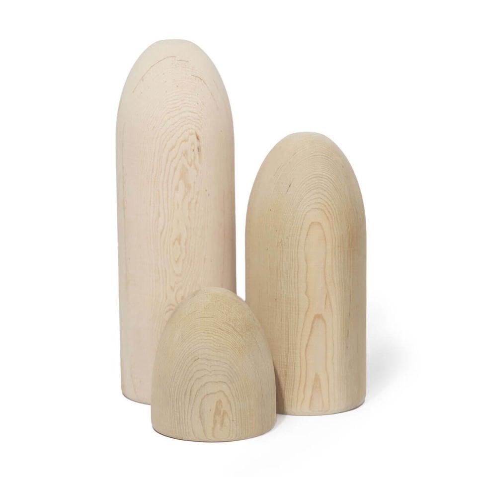 Solid Wood Paperweight / Decorative Object Set - BULLET Series, Cedar Raw