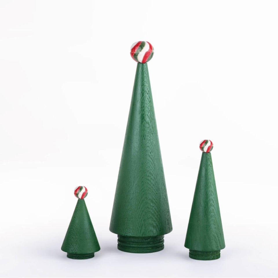 Wooden Christmas Tree Set JUNIPER – Ceramic Headed Cedar Irish Green