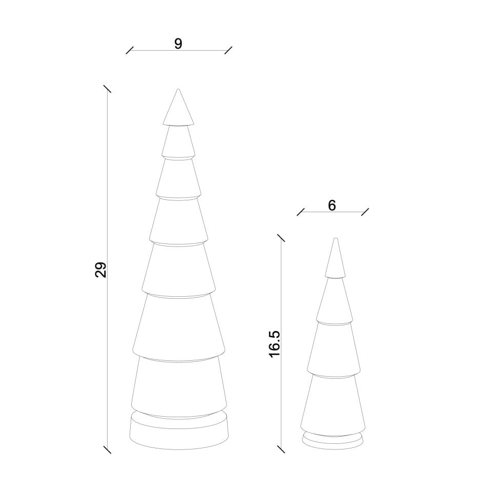 Wooden Christmas Tree Set, Double FIR – Brass Headed Cedar Forest