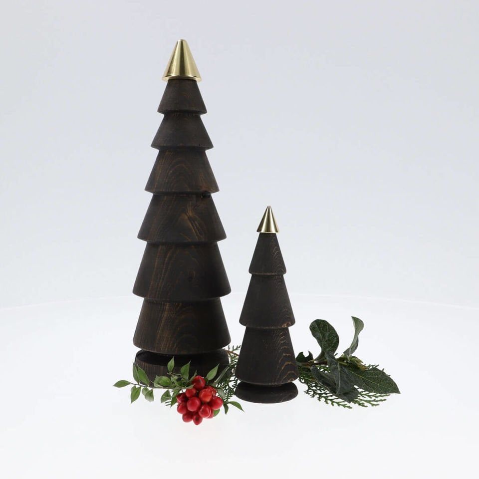 Wooden Christmas Tree Set, Double FIR – Brass Headed Cedar Dark