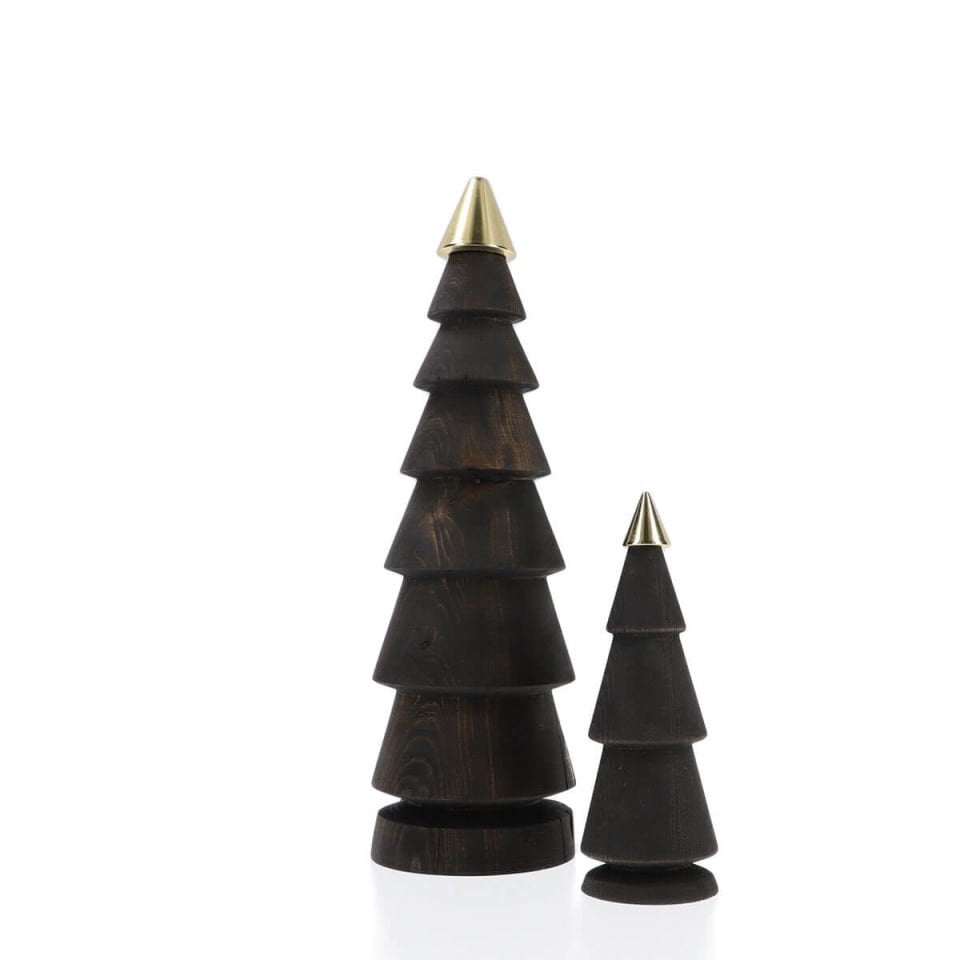 Wooden Christmas Tree Set, Double FIR – Brass Headed Cedar Dark