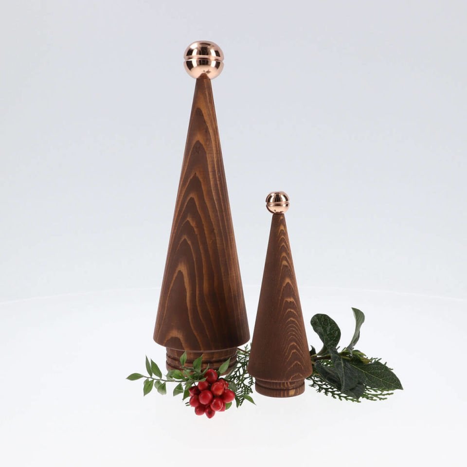 Wooden Christmas Tree Set of Two JUNIPER – Bronze Headed Cedar Forest