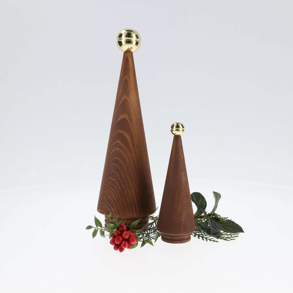 Wooden Christmas Tree Set of Two JUNIPER – Brass Headed Cedar Forest