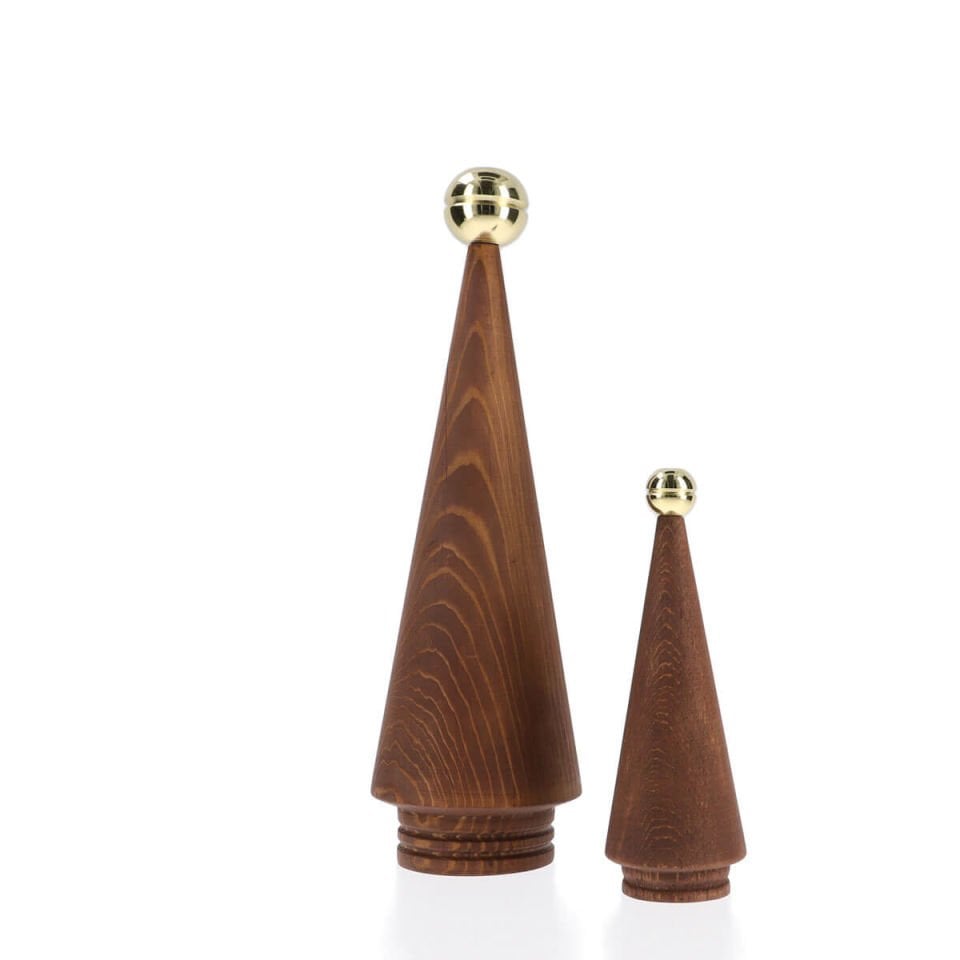Wooden Christmas Tree Set of Two JUNIPER – Brass Headed Cedar Forest