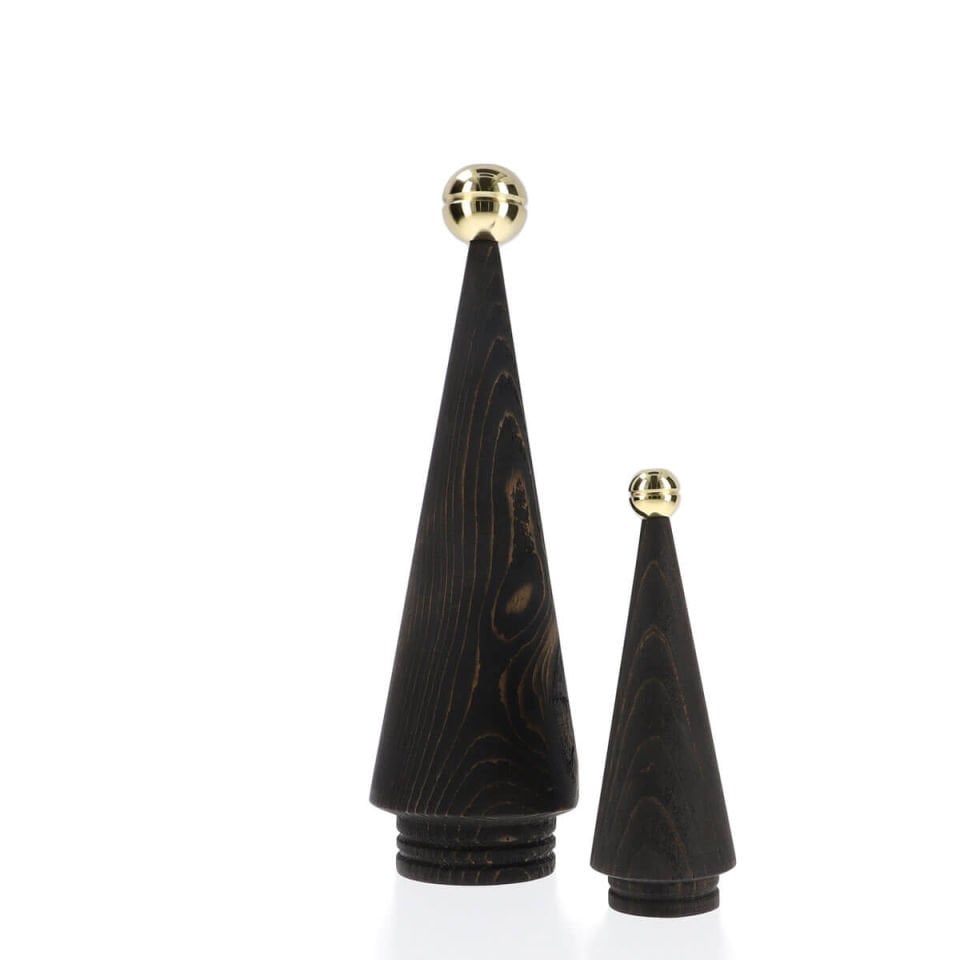 Wooden Christmas Tree Set, Pair JUNIPER – Brass Headed Cedar Dark