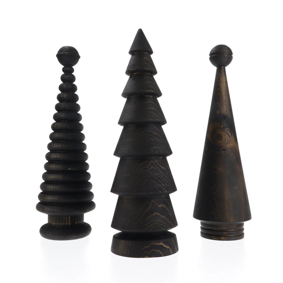 Wooden Christmas Tree Set – Cedar, Large Dark