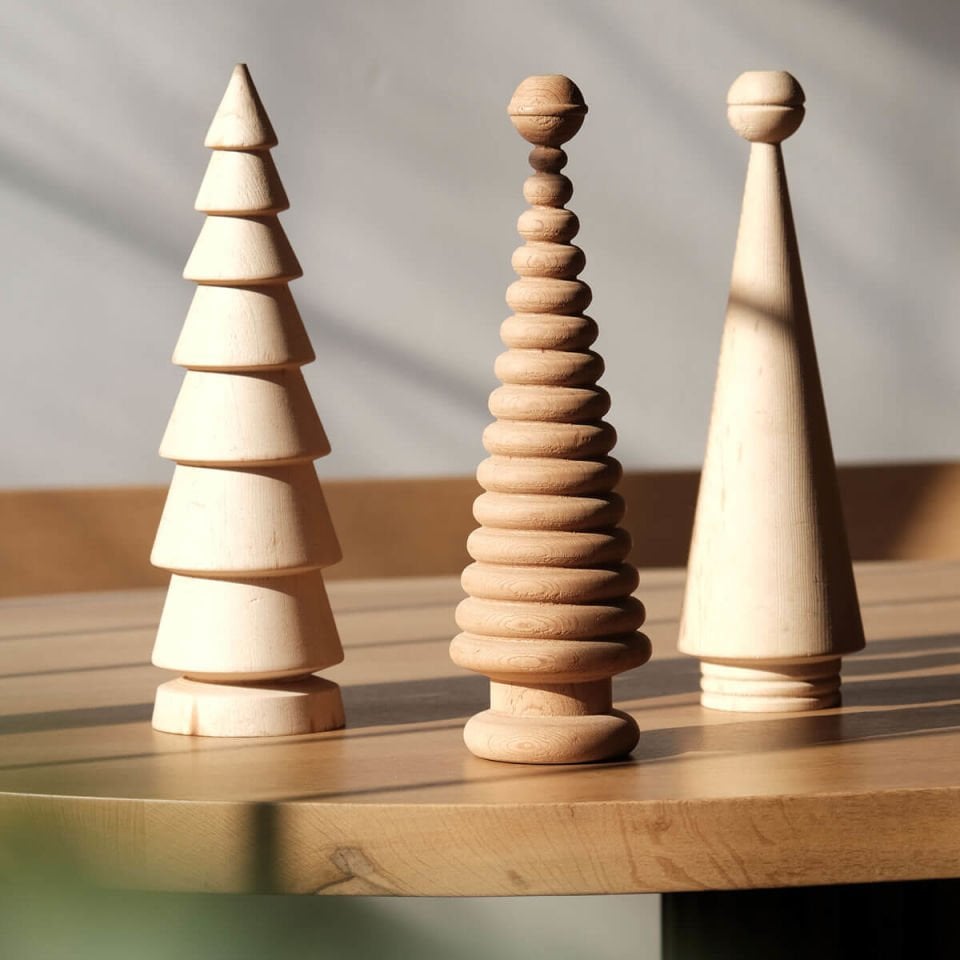 Wooden Christmas Tree Set – Cedar, Large Raw