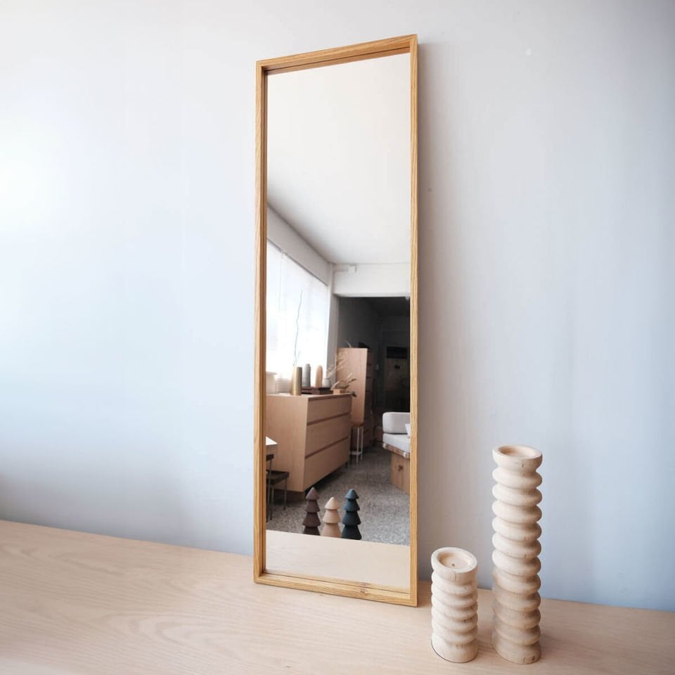 Ahşap Çerçeveli Ayna, Uzun – EDGE Serisi Honey