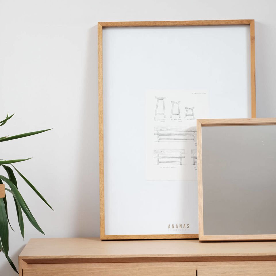 Solid Wood Decorative Frame, Oak – EDGE Series 52x72 cm Honey