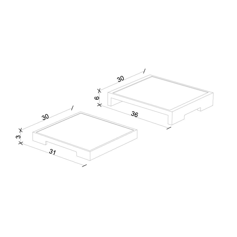 Mermerli Ahşap Tepsi Seti – EDGE Serisi Dark
